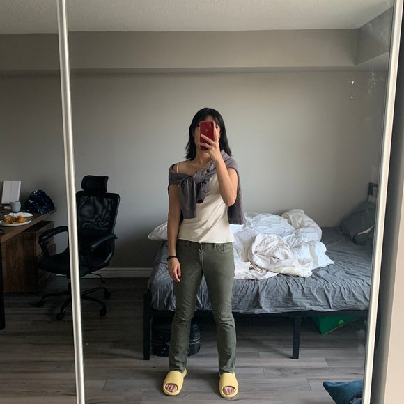 unisex army green skinny pants - Picture 9 of 9